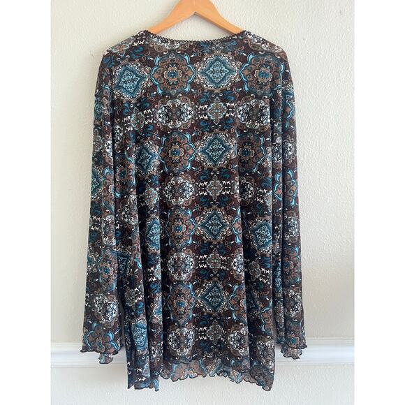 Faded Glory Vintage peasant flare sleeve‎ paisley plus size 4X Whimsigoth Grunge - Picture 3 of 8